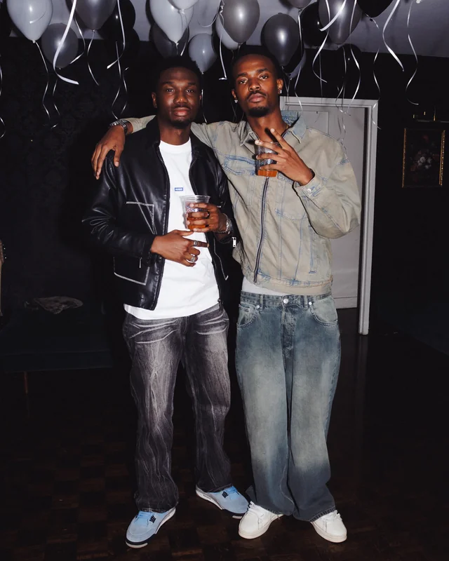 Friends posing together at a party