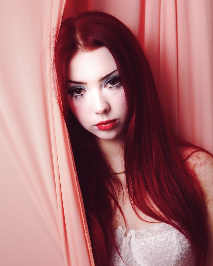 Red curtain beauty
