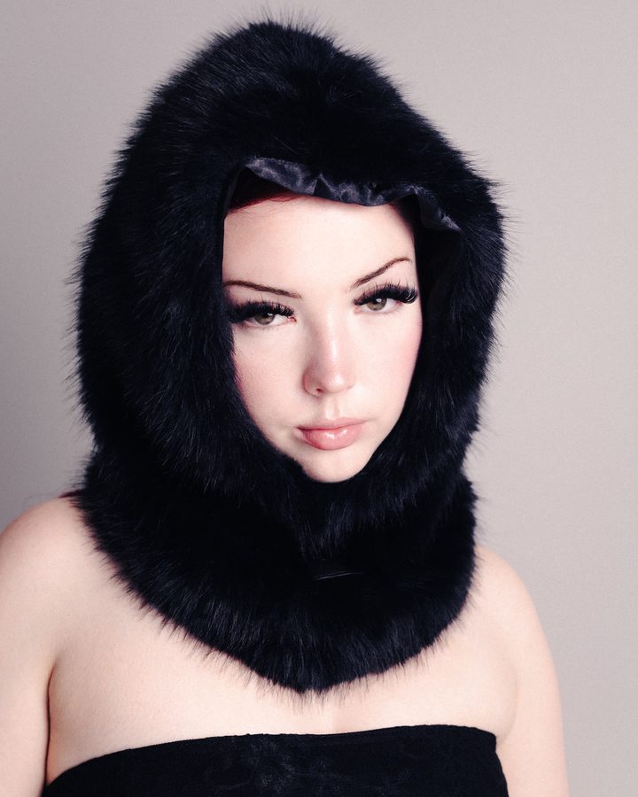 Black hood fashion portrait